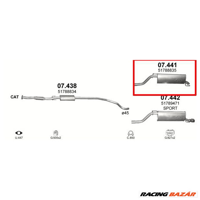 Polmo 07.441 kipufogó hátsó dob 1. kép