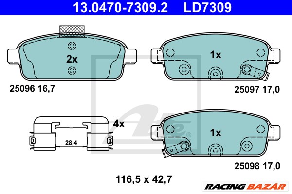 ATE 13.0470-7309.2 - fékbetét OPEL VAUXHALL 1. kép