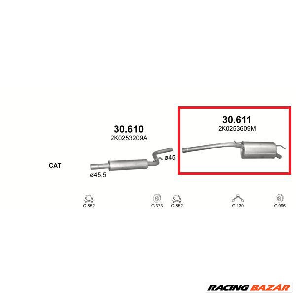 Polmo 30.611 kipufogó hátsó dob 2. kép