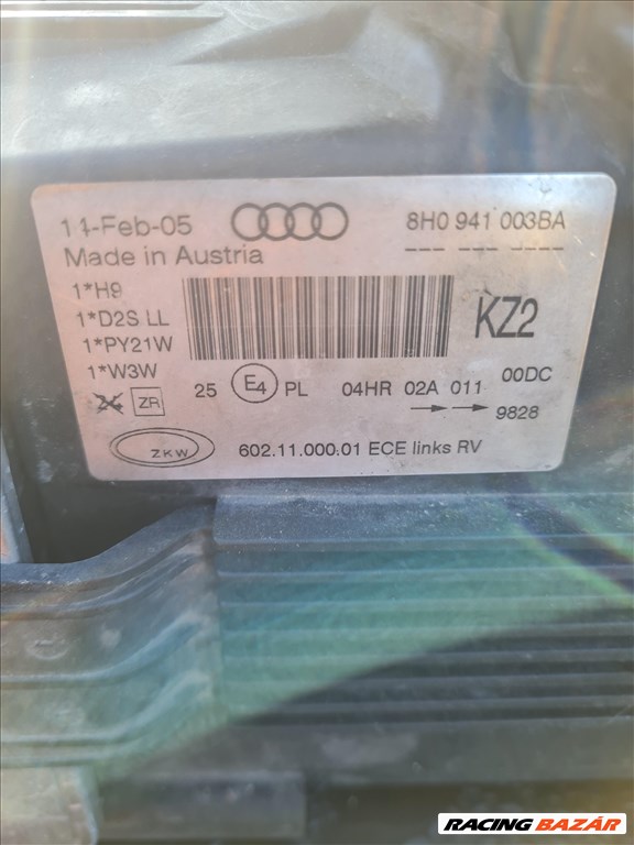 Audi A4 B6 cabrio 8H bal első xenon lámpa hiányosan,8H0 941 003BA cikkszámmal 2. kép