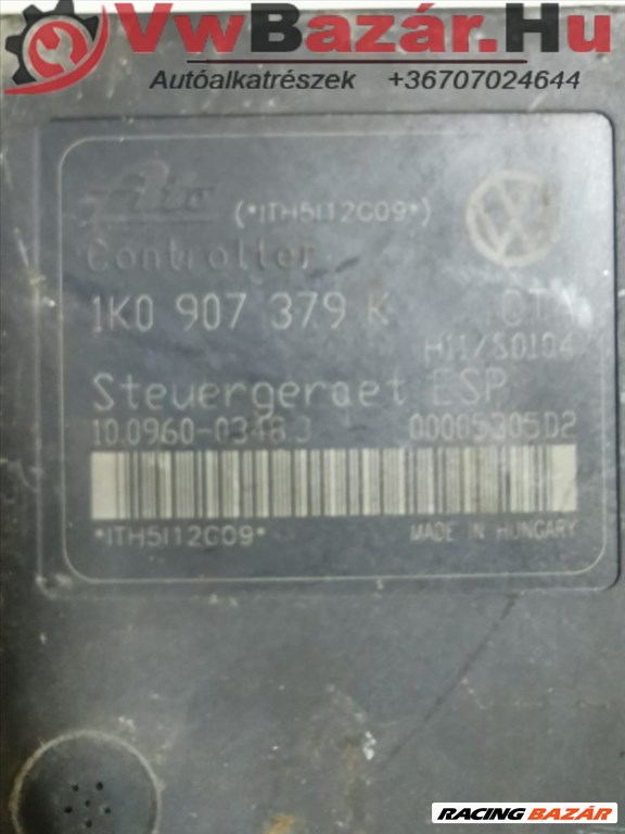 ABS ESP vezérlő egység 379k VW-AUDI-SEAT-SKODA 1K0907379K 3. kép