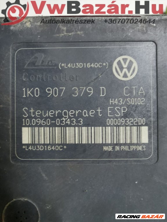 ABS ESP vezérlő egység 379d VW-AUDI-SEAT-SKODA 1K0907379D 3. kép