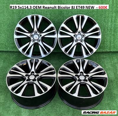 R19 5x114,3 OEM Reanult Bicolor 8J ET49 NEW / 8x19 új gyári felnik