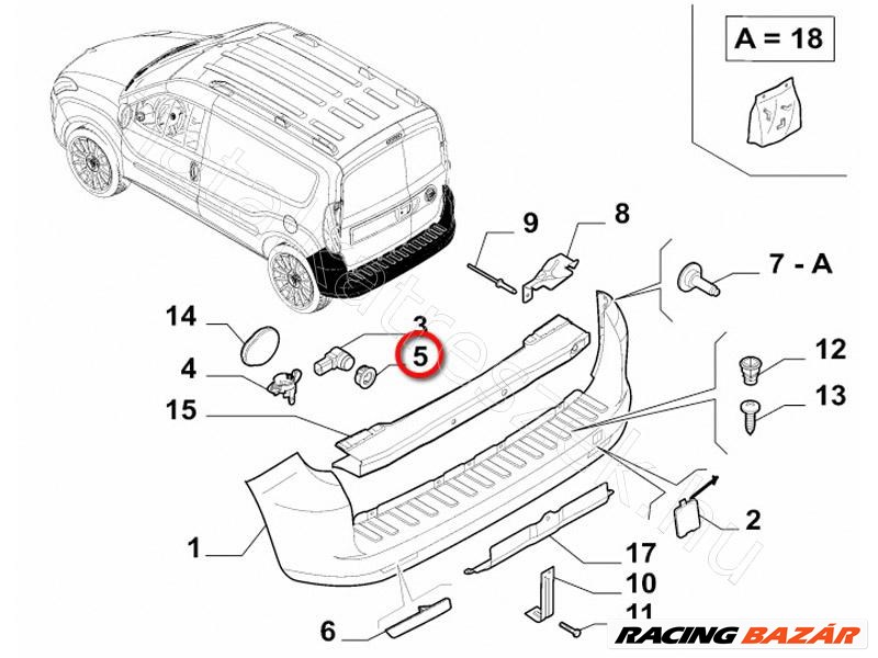 Tolató szenzor rögzítő gyűrű        FIAT DOBLO III - FIAT eredeti 735661627 1. kép
