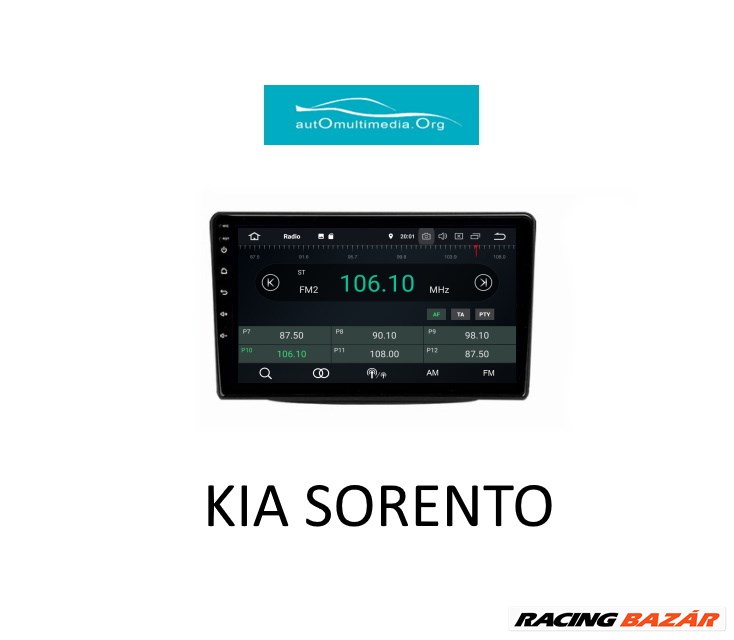 KIA Sorento Android 10 Multimédia GPS Rádió Navigáció Tolatókamerával! 2. kép