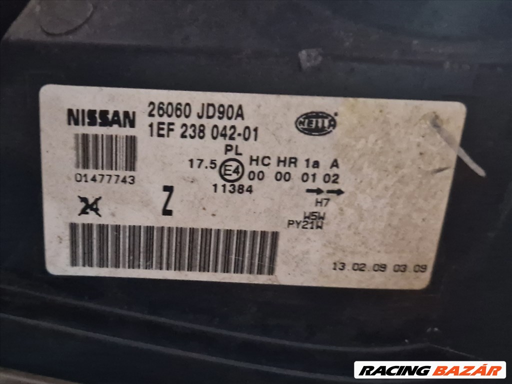Nissan Qashqai (J10) / Bal Első Fényszóró 26060jd90a 1ef23804201 3. kép