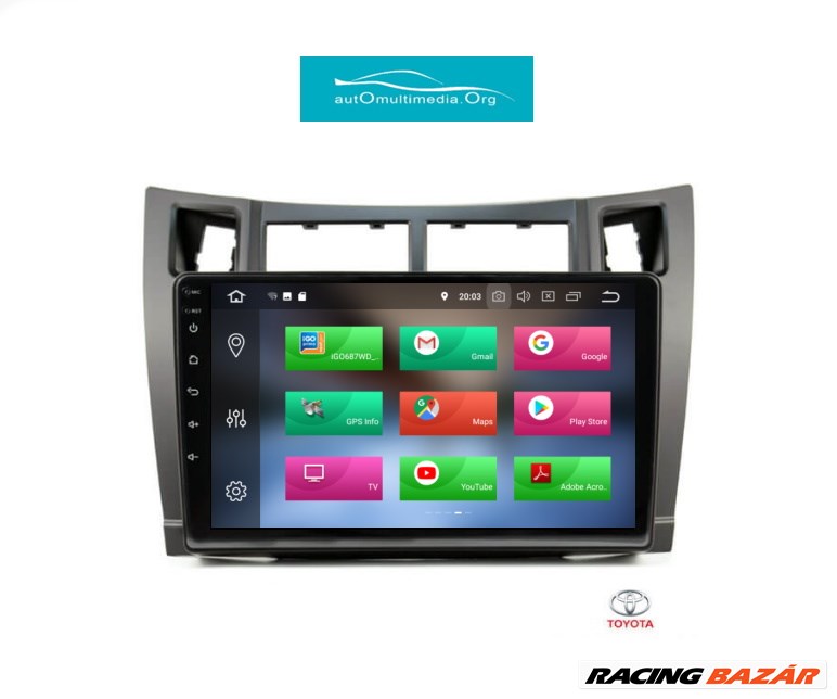 Toyota Yaris Multimédia Android GPS Fejegység Rádió Tolatókamerával 3. kép