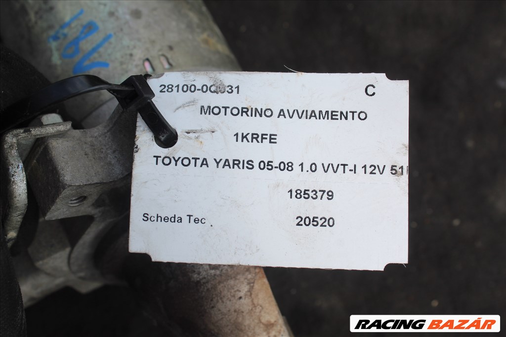 Toyota Yaris II 1.0VVT-I Önindító 28100-0Q031 2. kép
