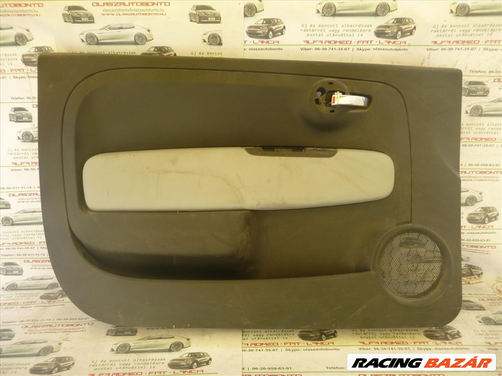Kárpit419 Fiat 500 szürke színű, bőr, bal első ajtókárpit 1. kép