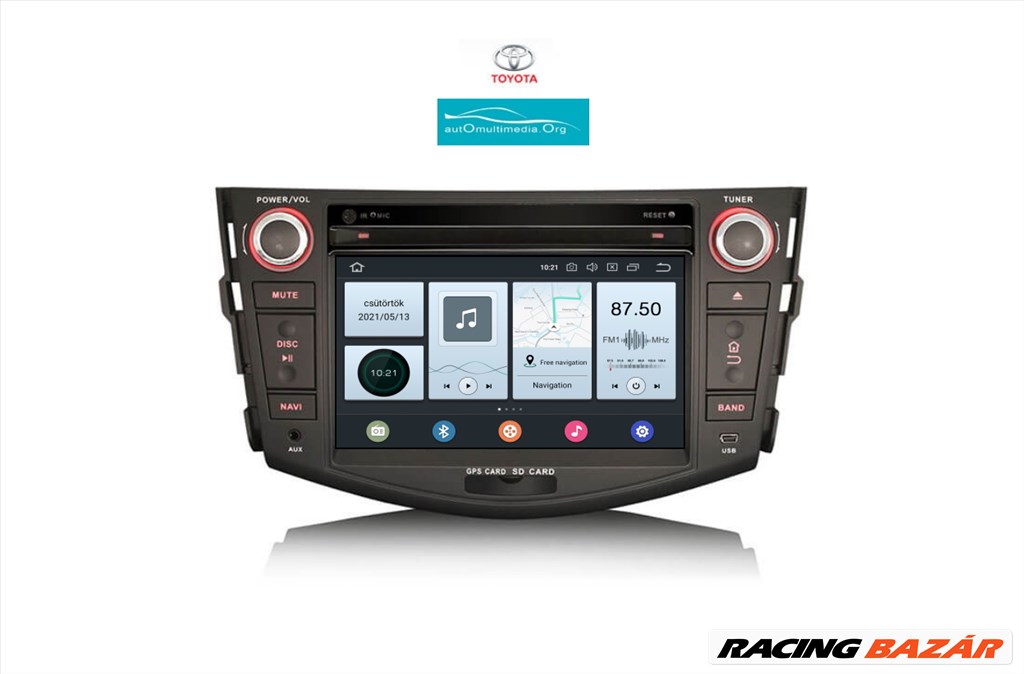 Toyota Rav4 Android 10 Multimédia GPS Navigáció Rádió Tolatókamerával 3. kép