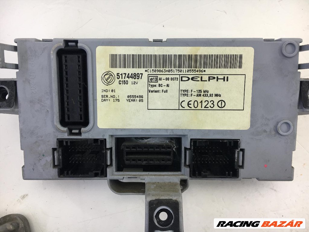 Fiat Punto 2003-2010 1.2 8v EU3 benzin/gáz üzemű motorvezérlő szett!<br />ECU+body computer+gyújtáskapcsoló+1 db kulcs 51758228 4. kép