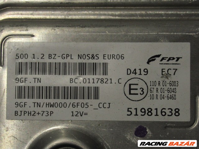 Fiat 500 1,2 8v benzin motorvezérlő 51981638 4. kép