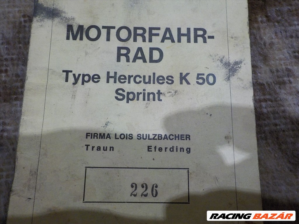 HERCULES K50 SPRINT,1979-ES GYÁRI OSZTRÁK TYPENSCHEIN ELADÓ 3. kép