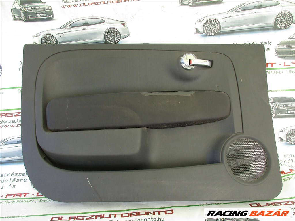 Kárpit13061 Fiat 500 fekete színű, bőr, bal oldali ajtókárpit 1. kép