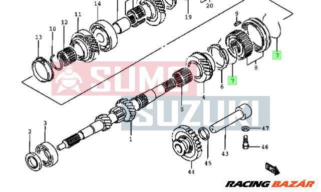 Suzuki Swift szinkron rugó 1,0 1,3 (3-4 sebességhez) 24442-60B00 1. kép