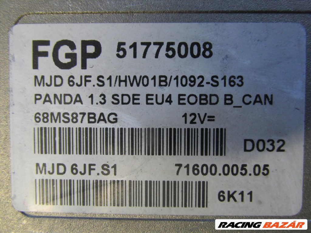 Fiat Panda 2003-2012 1,3 16v Diesel motorvezérlő 51775008  3. kép