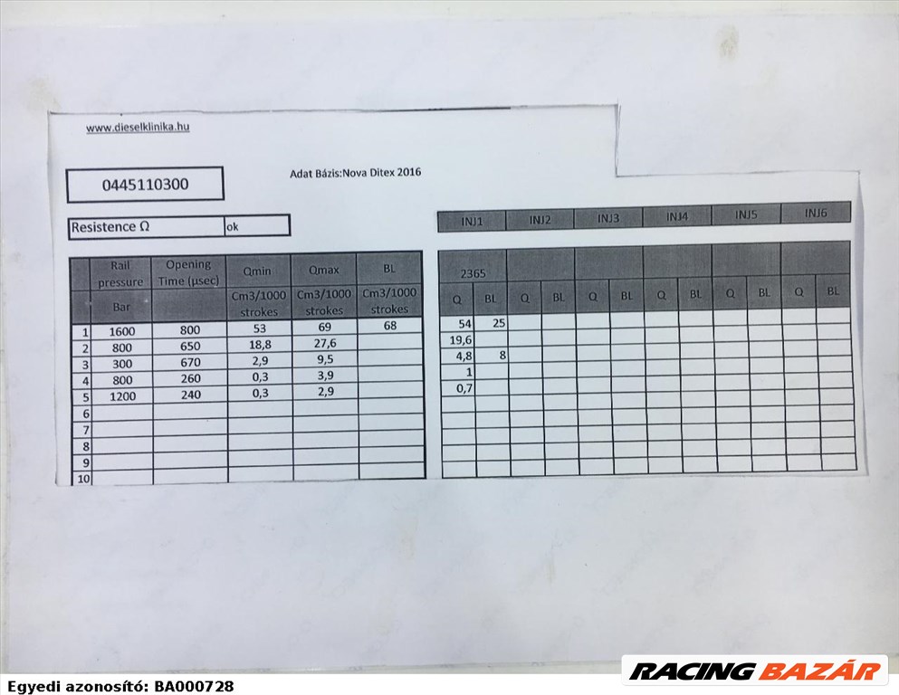 Alfa-Fiat-Lancia 1.6 befecskendező szelep, bevizsgált 55221023 6. kép