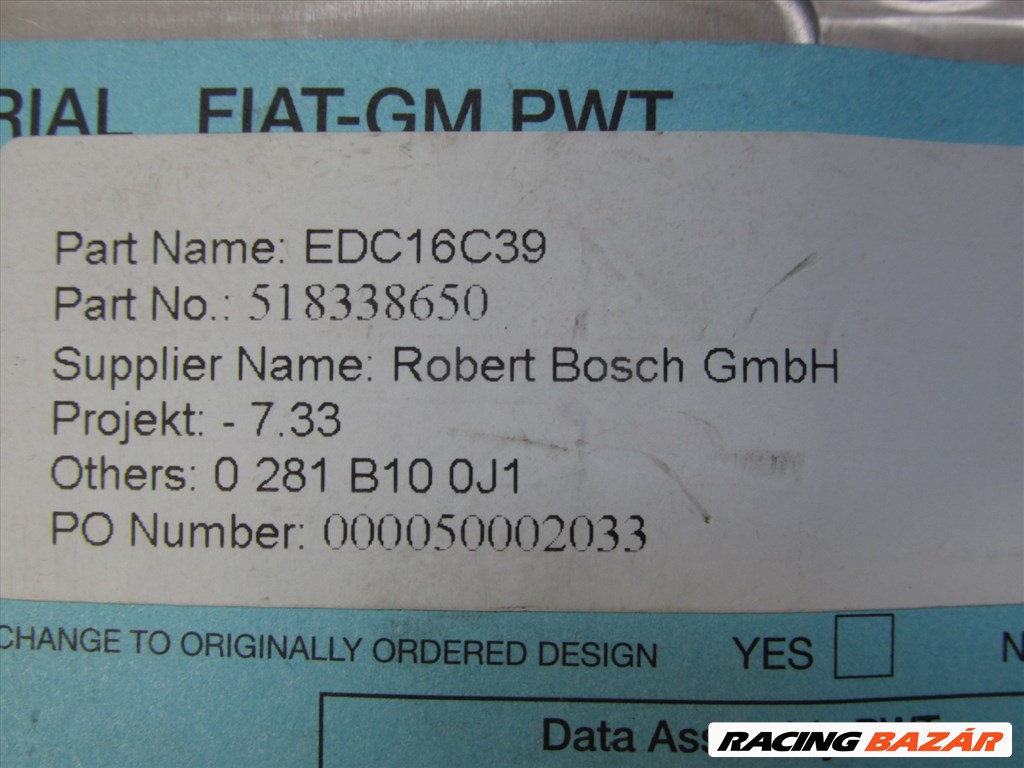 72006 Fiat Doblo III. 2,0 Diesel motorvezérlő szett 0281B100J1 51833865 3. kép