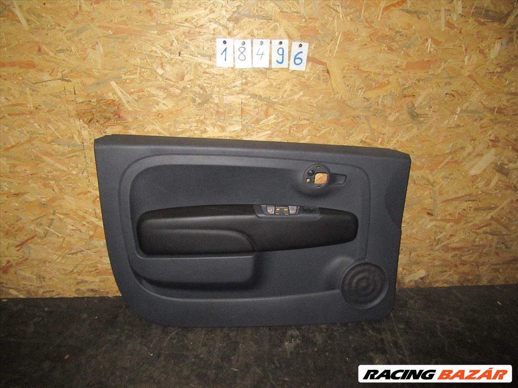 Kárpit18496 Fiat 500 fekete színű, bőr,bal első ajtókárpit 1. kép