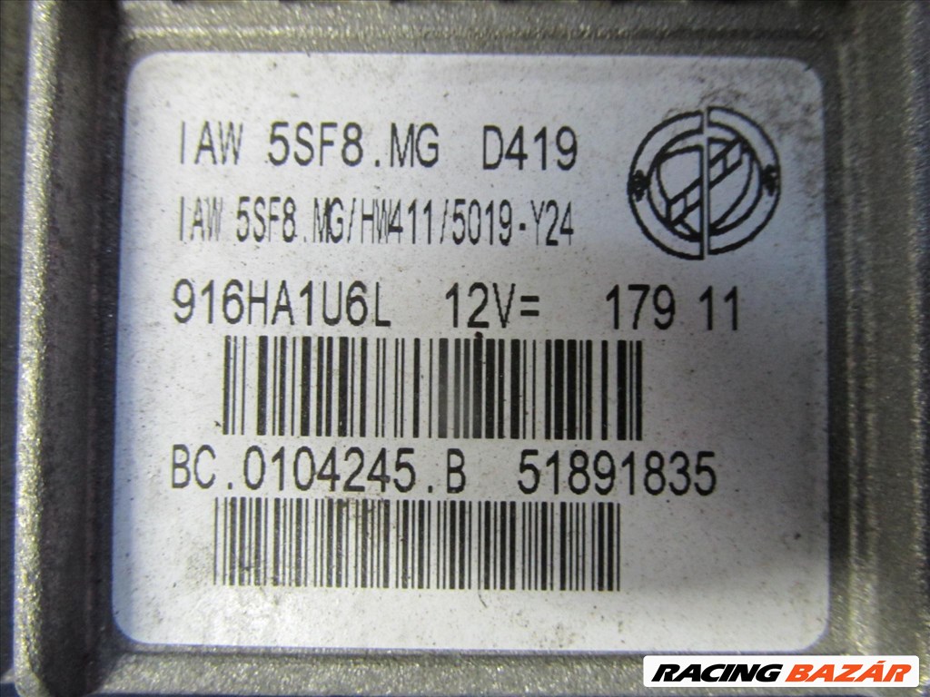 Lancia Ypsilon 2009-2011 1,2 8v  benzin motorvezérlő 51891835 3. kép