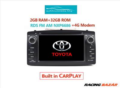Toyota Corolla E120 Android 10 Multimédia Wifi, GPS, Rádió Tolatókamerával
