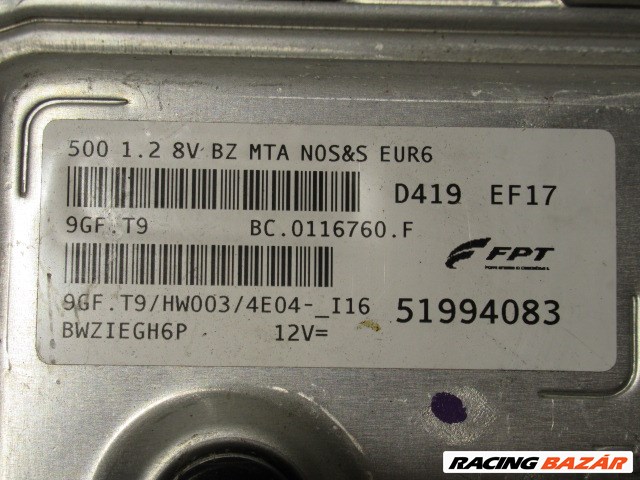 Fiat 500 1,2 8v benzin motorvezérlő 51994083 5. kép