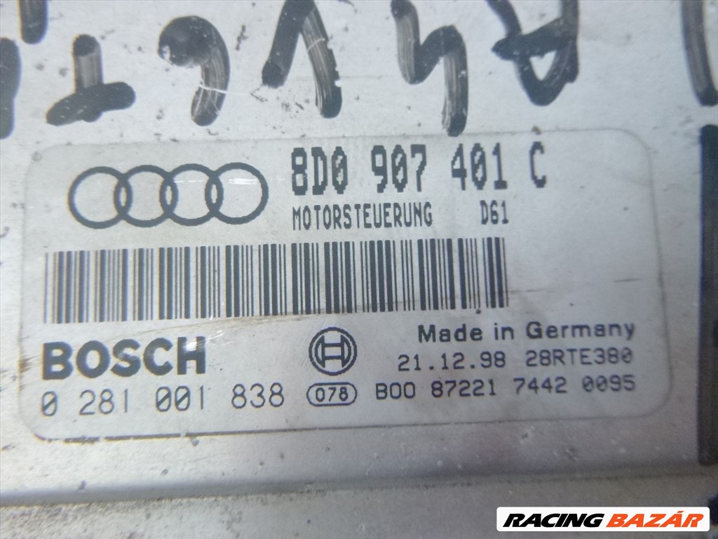 Audi A4 (B5 - 8D) 2.5 TDI  1999, (AKN) motorvezérlő 8D0 907 401 C, BOSCH 0 281 001 838 8d0907401c 1. kép
