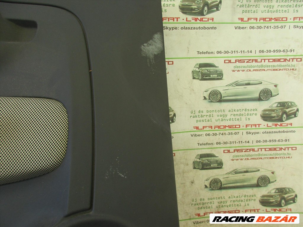 Kárpit11203 Fiat 500 fekete fehér kockás, szövet, bal első ajtókárpit 5. kép