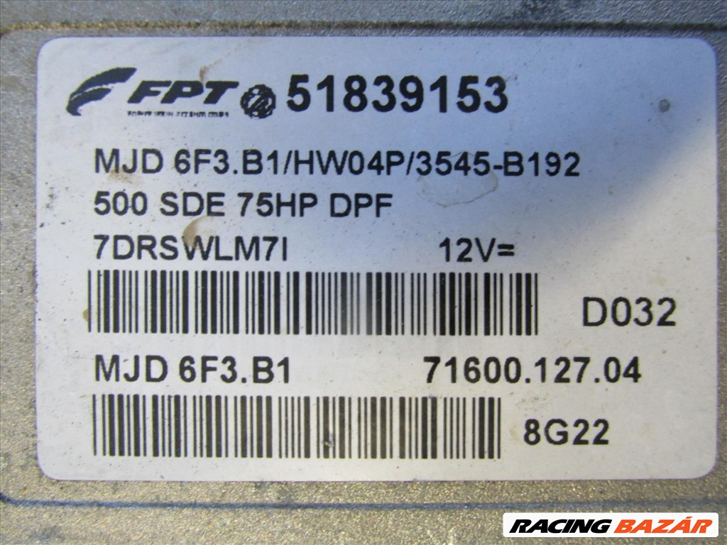 72196 Fiat 500 1,3 Jtd motorvezérlő 51839153 3. kép