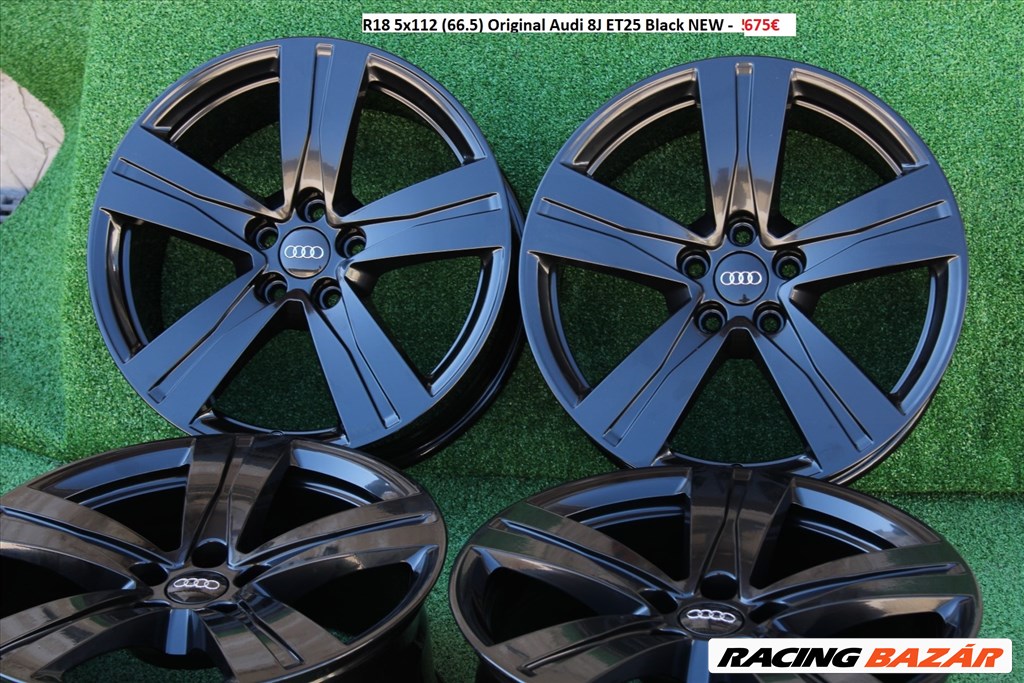 R18 5x112 (66.5) Original Audi 8J ET25 Black 18" gyári, új, eredeti alufelni szett 3. kép
