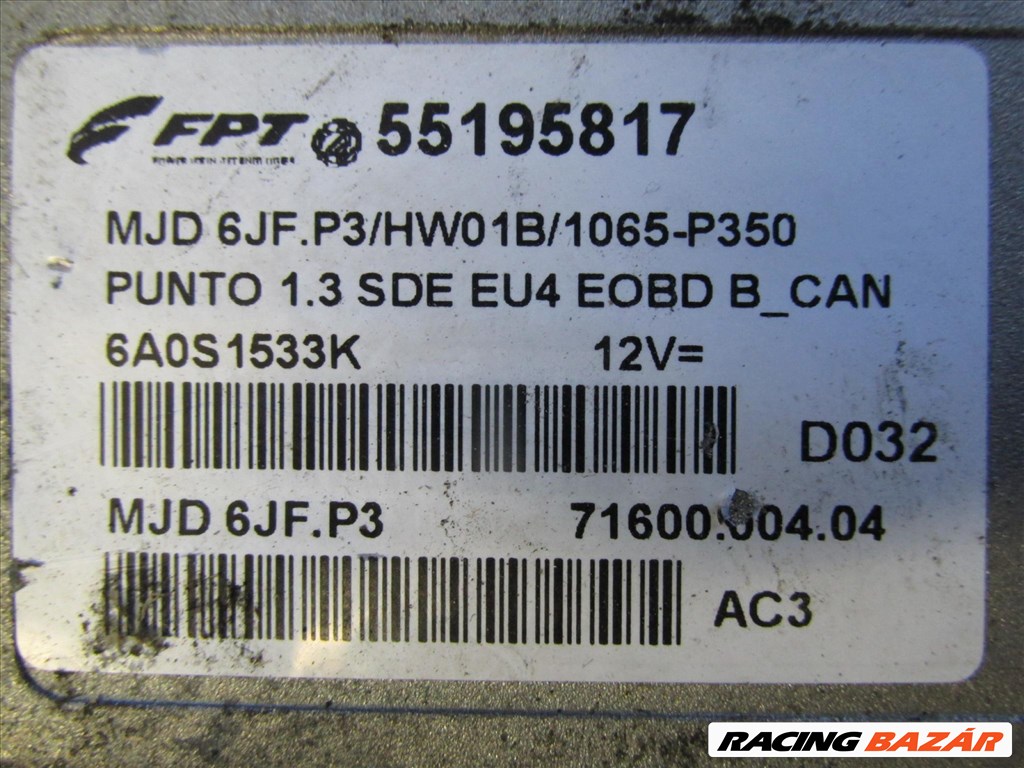 Fiat Punto 2003-2010 1,3 16v Diesel motorvezérlő 55195817 3. kép