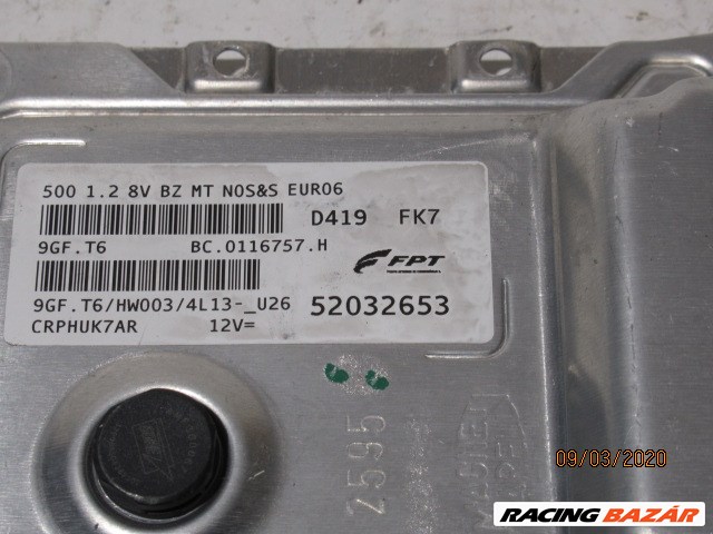 Fiat 500 1,2 8v benzin motorvezérlő 52032653 5. kép