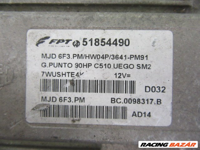 Fiat Grande Punto 1,3 16v Mjet 90Le motorvezérlő 51854490 2. kép