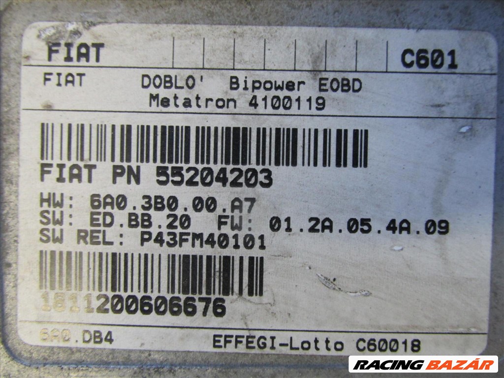 Fiat Doblo II. 1,6 CNG motorvezérlő 55204203 3. kép