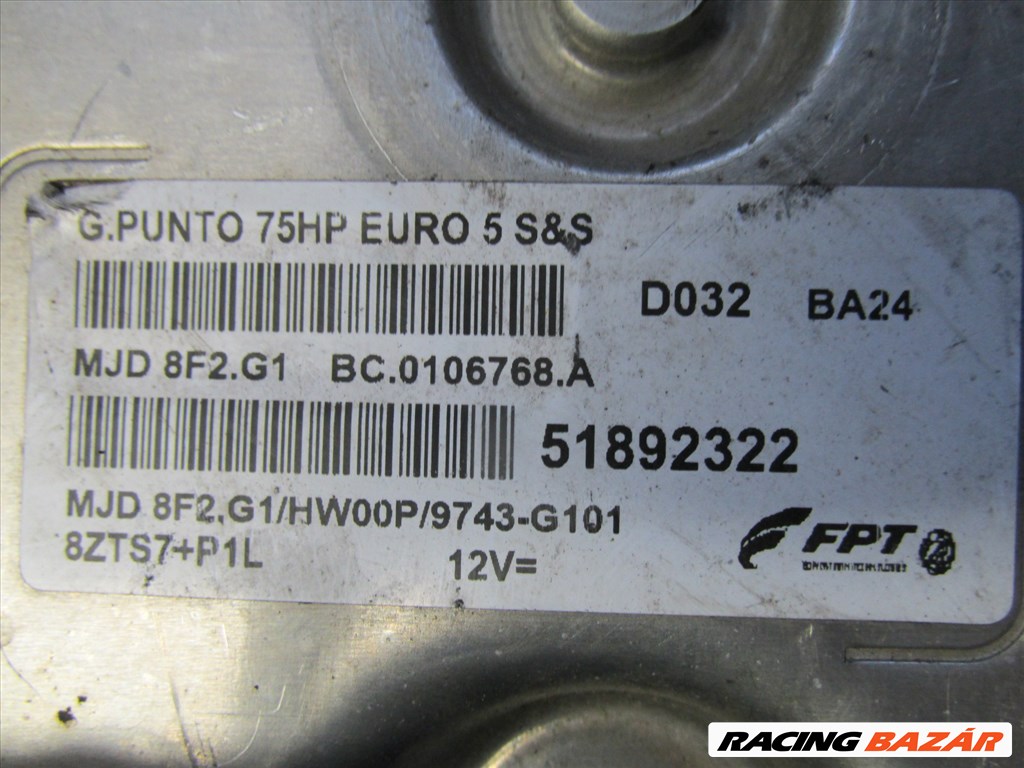 Fiat Grande Punto 1,3 16v Diesel 75Le Euro 5 motorvezérlő 51892322 3. kép