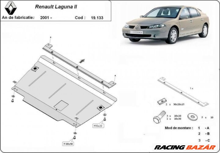 Renault Laguna, 2001-2007 - Motorvédő lemez 1. kép