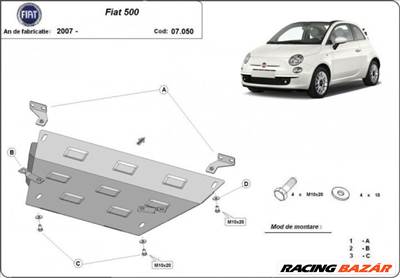 Fiat 500, 2007-2018 - Motorvédő lemez