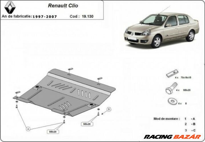 Renault Clio, 1997-2007 - Motorvédő lemez 1. kép