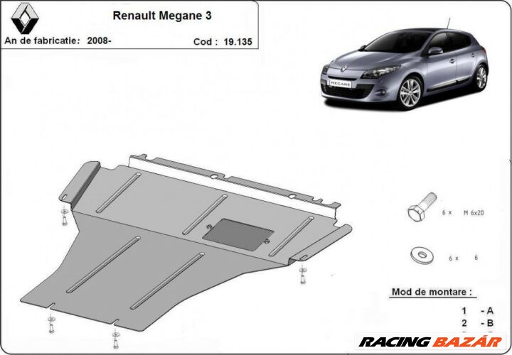 Renault Megane, 2008-2017 - Motorvédő lemez 1. kép