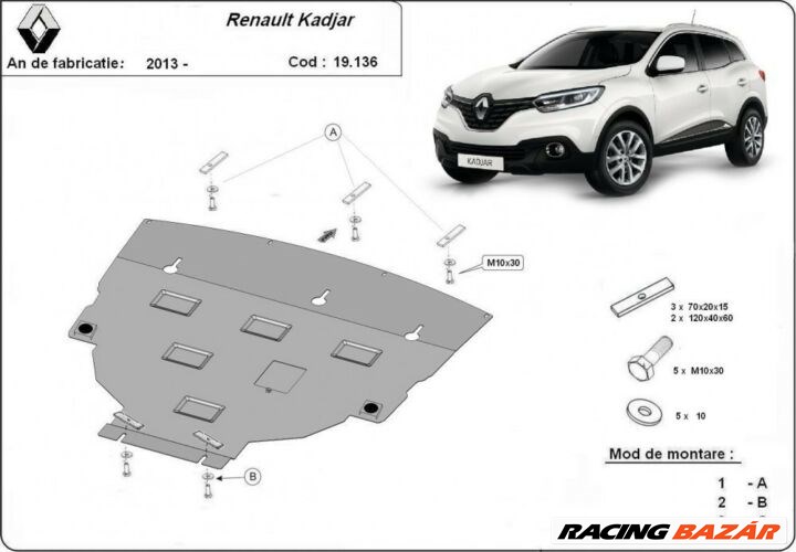 Renault Kadjar, 2015-2018 - Motorvédő lemez 1. kép