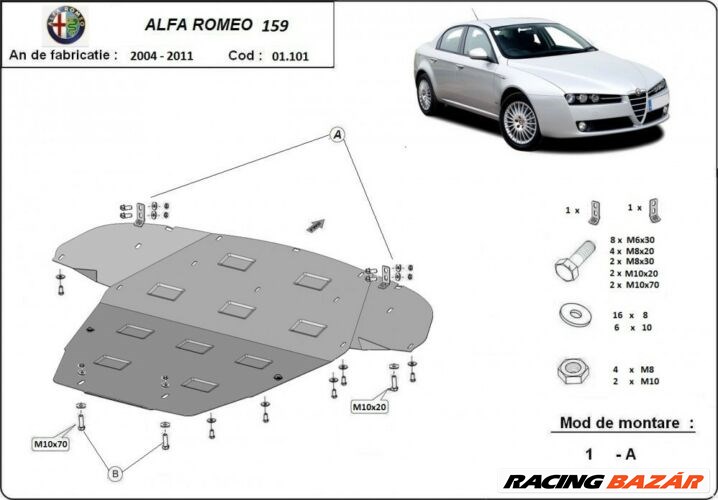 Alfa Romeo 159, 2004-2011 - Motorvédő lemez 1. kép