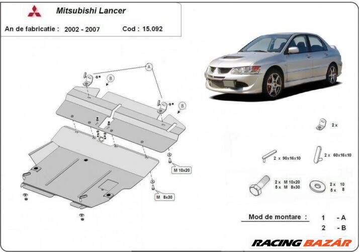 Mitsubishi Lancer, 2002-2007 - Motorvédő lemez 1. kép