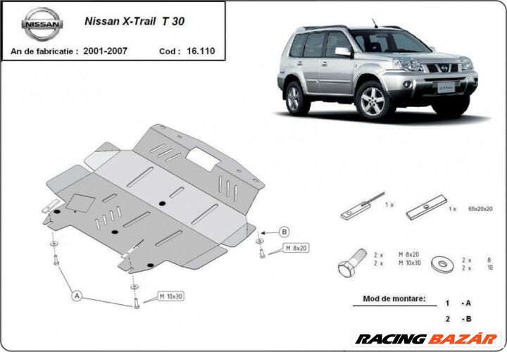 Nissan X-Trail, 2001-2007 - Motorvédő lemez 1. kép