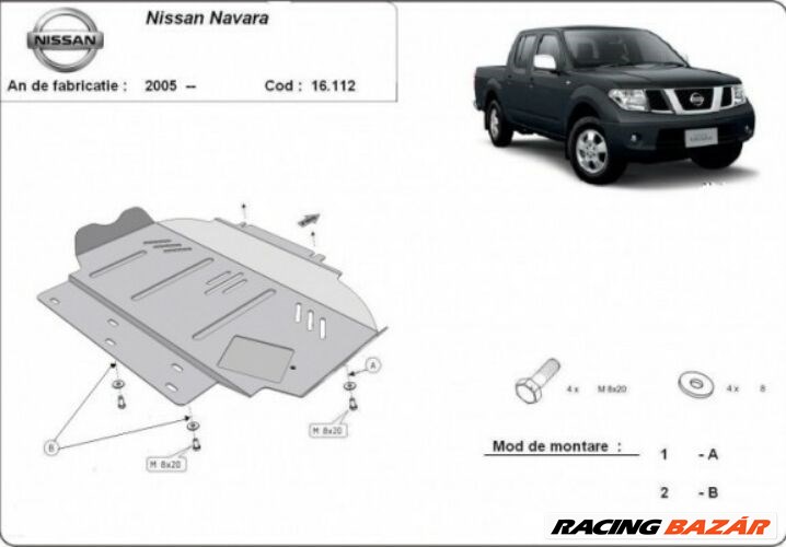 Nissan Navara, 2005-2018 - Motorvédő lemez 1. kép