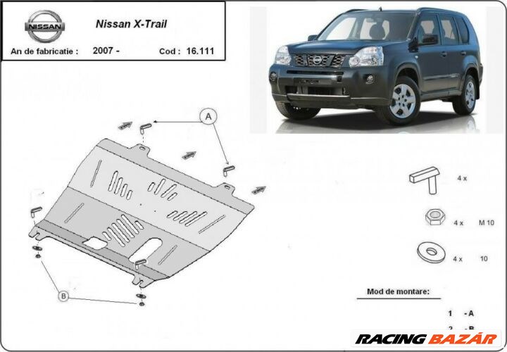 Nissan X-Trail T31, 2007-2013 - Motorvédő lemez 1. kép