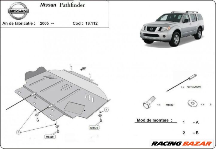 Nissan Pathfinder, 2005-2018 - Motorvédő lemez 1. kép