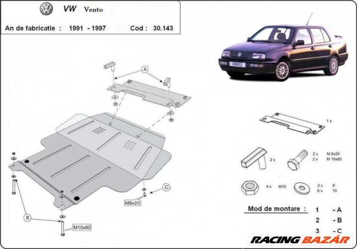VW Vento, 1991-1999 - Motorvédő lemez 1. kép