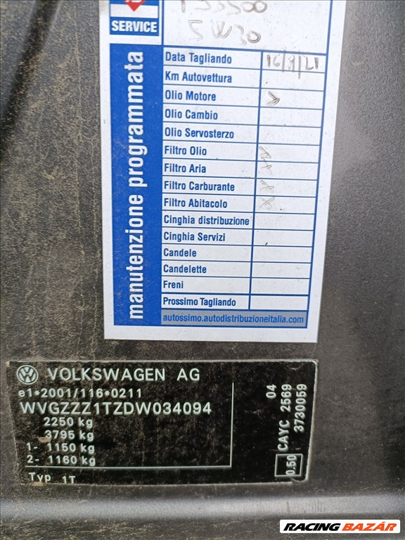 Volkswagen Touran I facelift 1.6 TDI Dsg váltó, NTT kóddal, 202611km-el eladó ntt16crdsg cayc16crtdi 3. kép