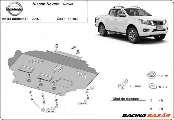 Nissan Navara NP300, 2015-2018 - Motorvédő lemez 1. kép