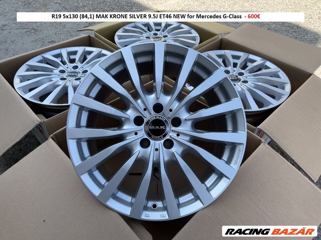R19 5x130 (84,1) MAK KRONE SILVER 9.5J ET46 NEW for Mercedes G-Class  1. kép